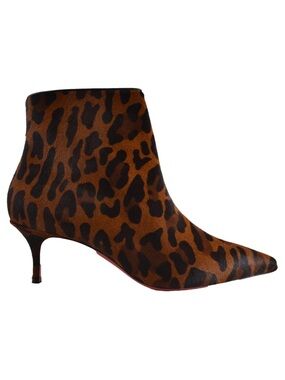 Christian Louboutin So Kate Booty 55 Black Leopard Pony Short Ankle Bootie 40.5